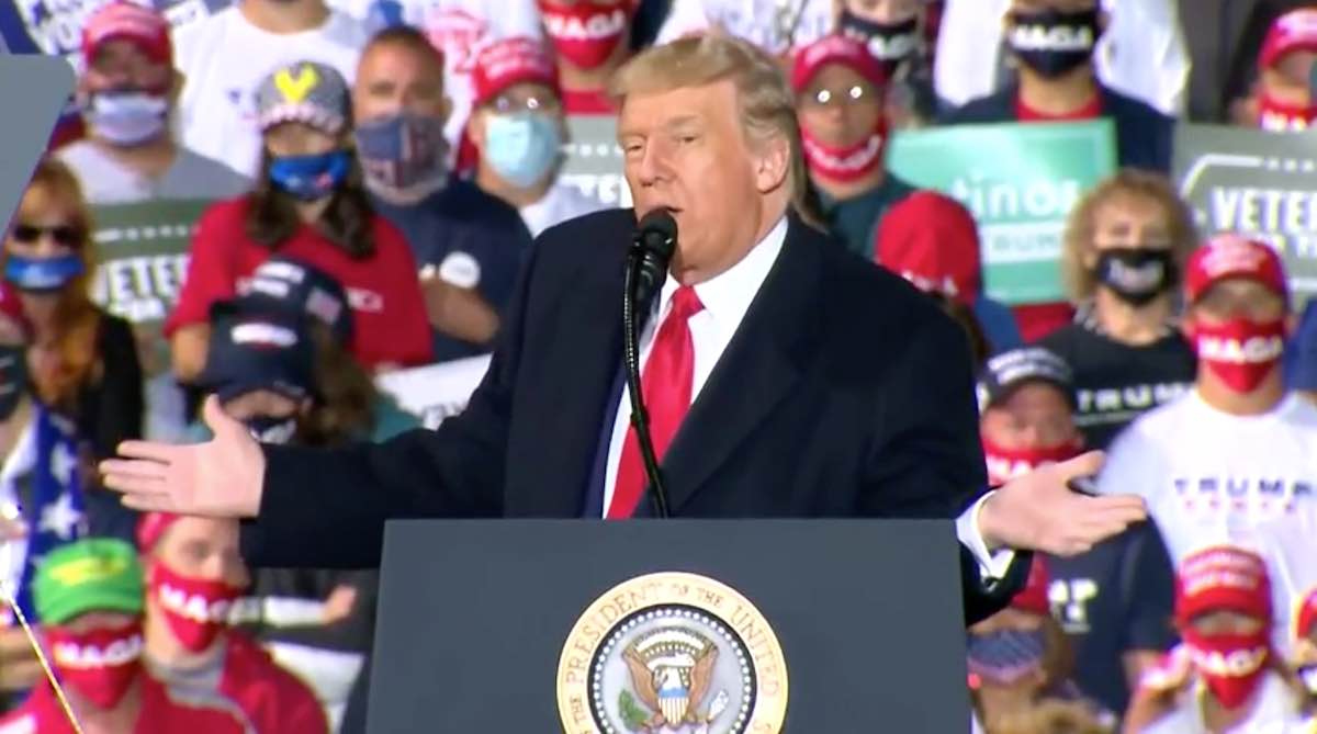 Donald Trump at a rally in Ohio on Monday, September 21, 2020.