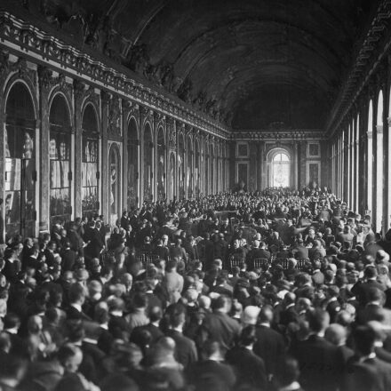 Signing the Treaty of Versailles following World War 1