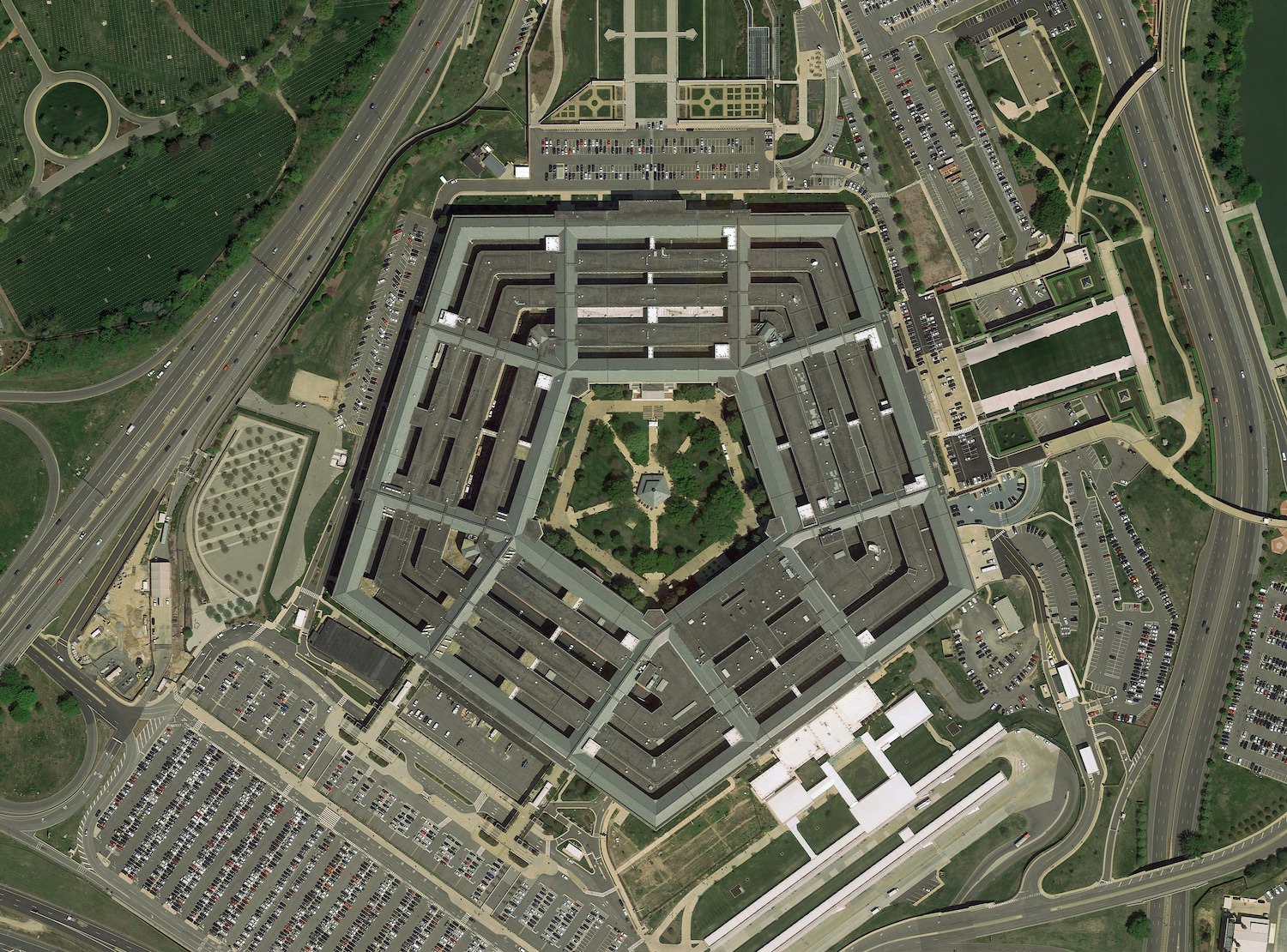 Washington / USA - Dec 6, 2019: Pentagon Building aerial view in Washington DC, USA