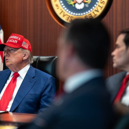 President Donald Trump and his national security team meet in the Situation Room of the White House, Saturday, June 21, 2025. (Official White House Photo by Daniel Torok)