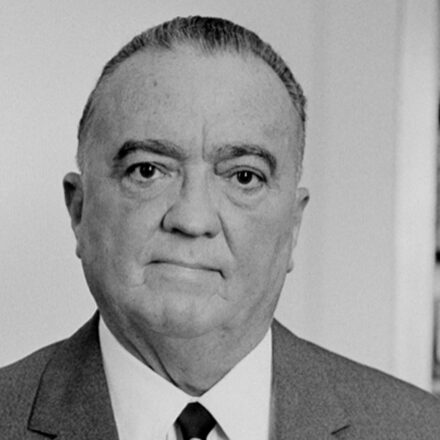 Photograph shows FBI director J. Edgar Hoover, half-length portrait, facing front. Photo taken in 1961 by Marion S. Trikosko.