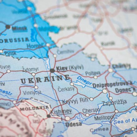 Detail of Ukraine on the map