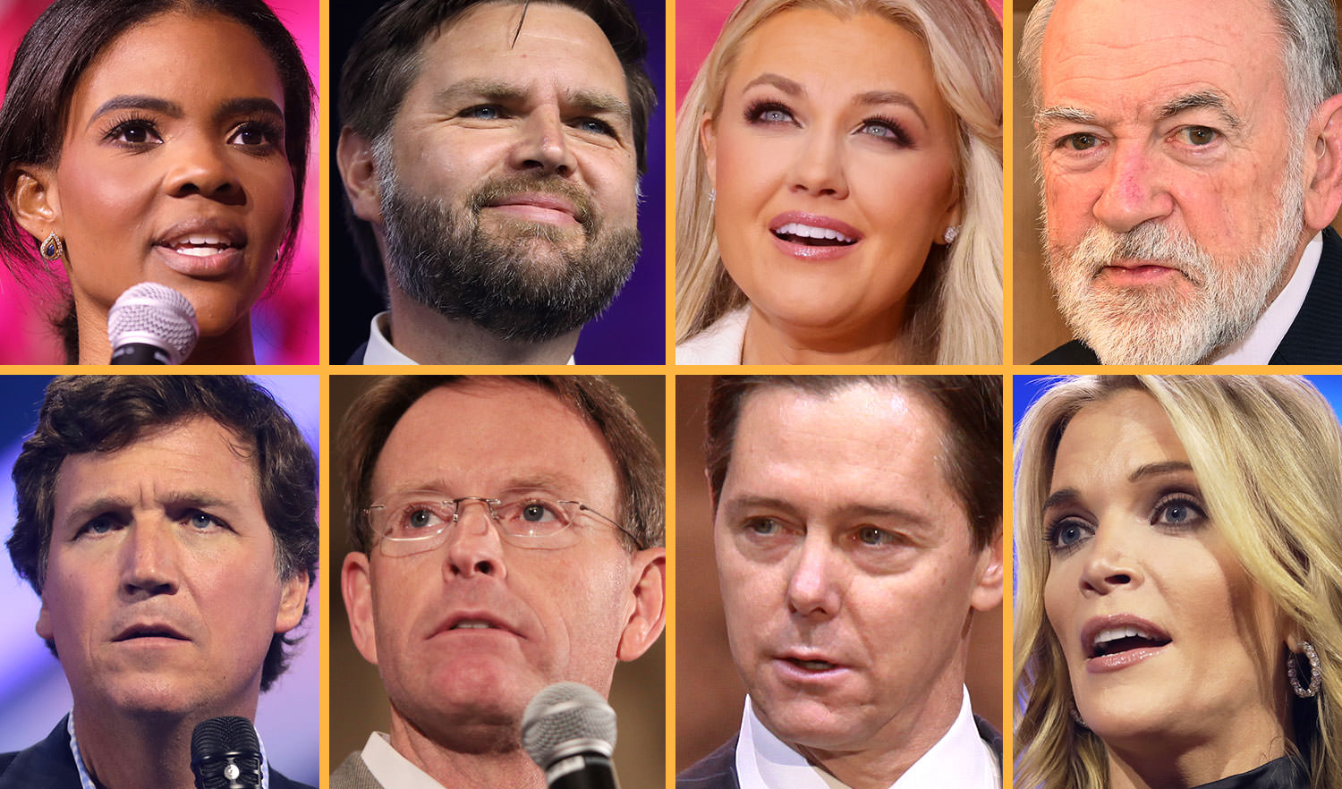 inside-maga-meltdown Erika Kirk, JD Vance, Tucker Carlson, Candace Owens, Megyn Kelly, Tony Perkins, Ralph Reed, and Mike Huckabee