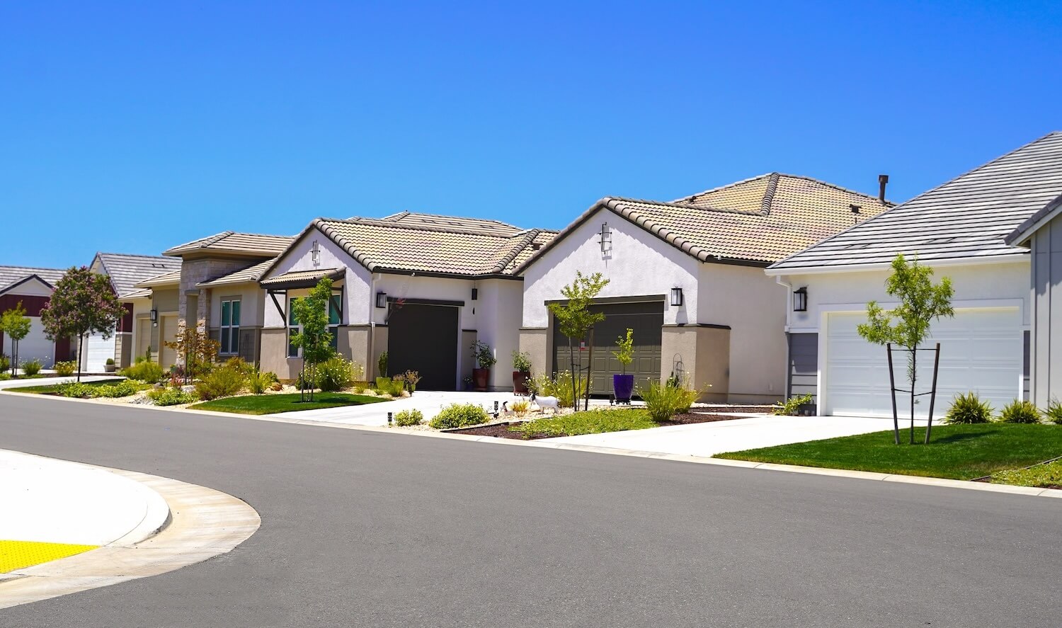 Row of single family homes in California Row of single family homes in California